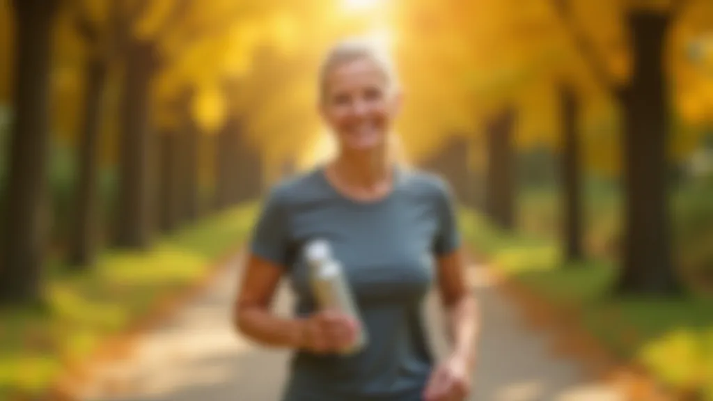 Jaunā vidējas klases sieviete ar sporta ūdens pudeli uz rudens ceļa